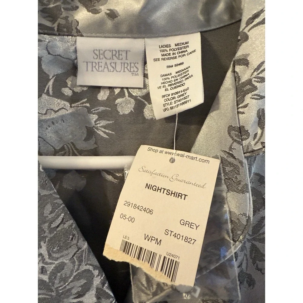 Secret Treasures‎ Silver Gray Nightgown House Coat M NEW Grandma Robe Button Up